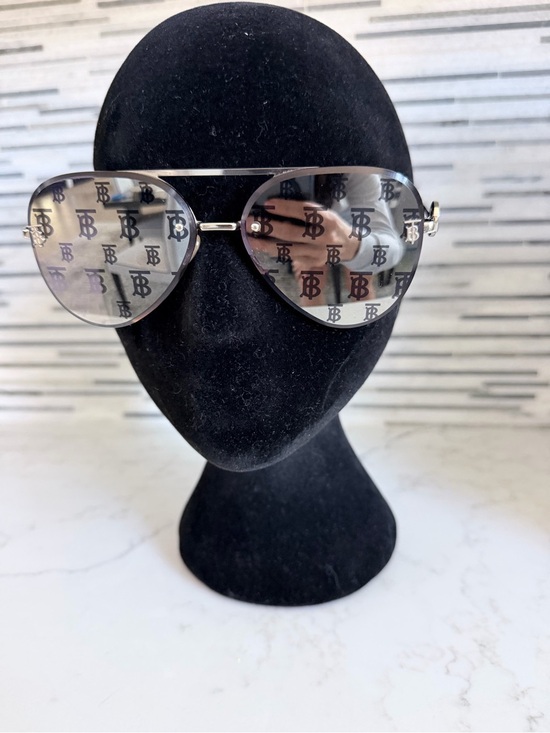Burberry Silver Logo Aviator Sunglasses main image 5